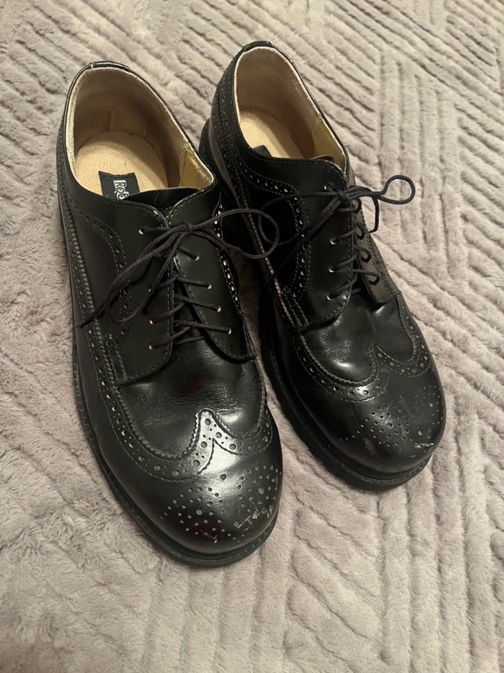 Robert Wayne Black Leather Wingtip Derby Oxfords